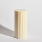 Ribbed Pillar Decorative Candle